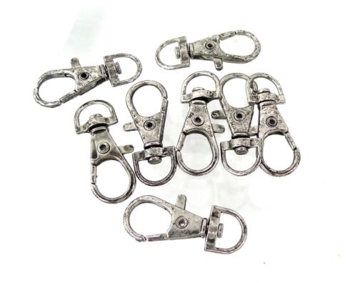 8 Antique Silver Pewter Swivel Lobster Clasps 35mm for Key Rings, Leashes - Picture 4 of 5