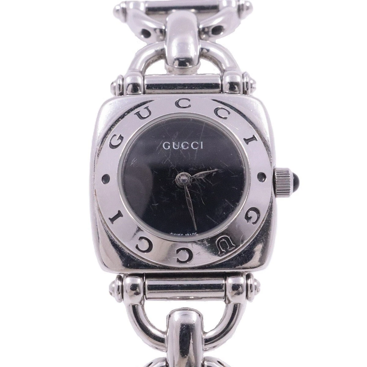 Montre femme Gucci 6400L à quartz cadran noir tonneau acier inoxydable du Japon