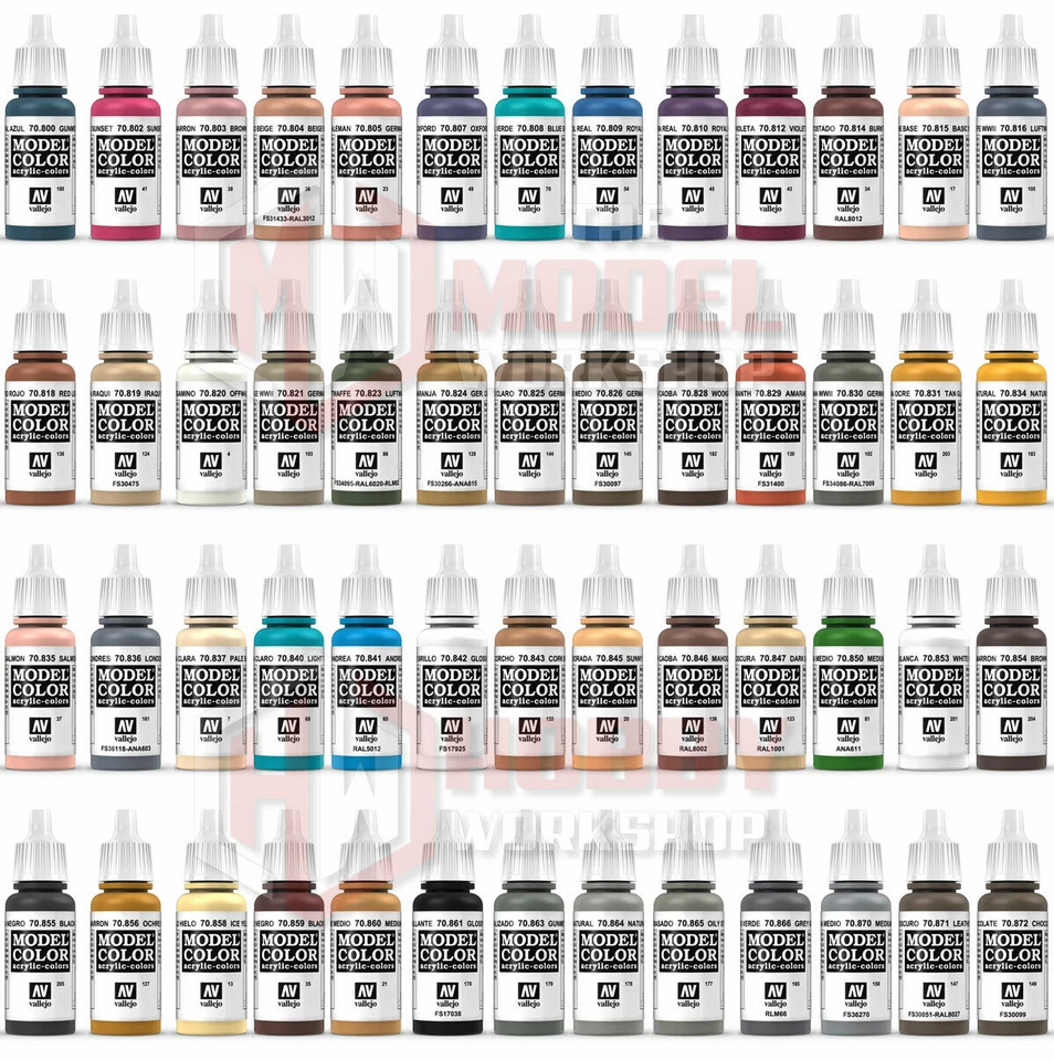 Vallejo Model Color Paints Acrylic War Colours 17ml Bottle 70.800 to 70.999