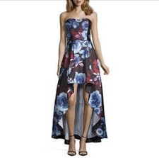 Speechless High Low Strapless Floral Formal Prom Pageant Dress Junior Size 1 EUC