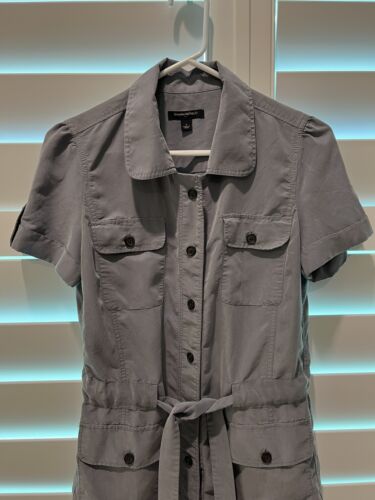 Banana Republic Gray Short Sleeve Utility Dress Button Down Shirt Size 4 Modal - Picture 2 of 18