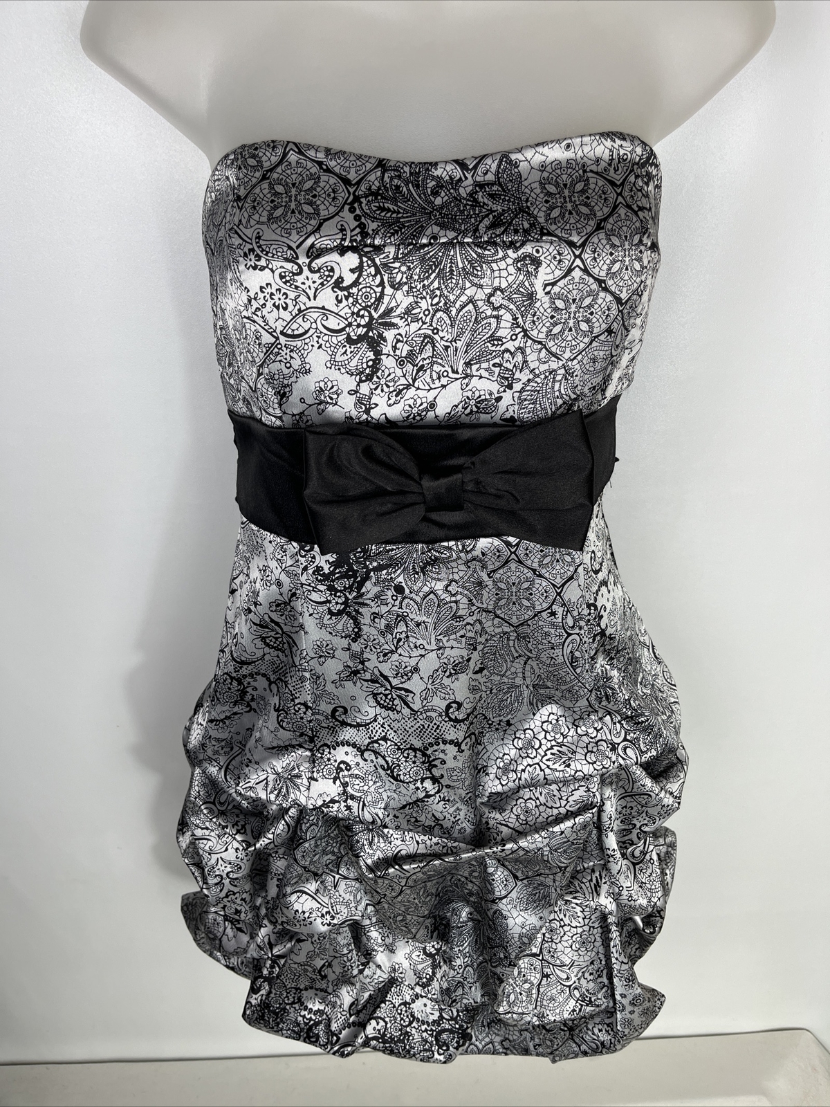 Ruby Rox Semiformal Satin Silver Black Bow Gather… - image 4