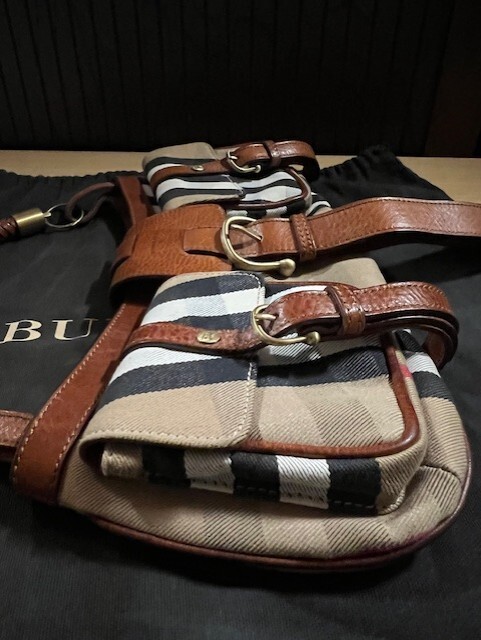 Burberry Prorsum Beige/Brown House Check Canvas and Leather Burberry Prorsum Beige/Brown House Check Canvas and Leather