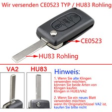 Peugeot Partner Schlüssel 3 TASTEN KLAPPSCHLÜSSEL Gehäuse CE0523