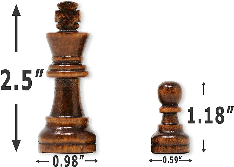 DA VINCI Staunton Wood Chess Pieces 32 Chessmen and Storage Bag (2.5 Inch King) - Image 3 of 3