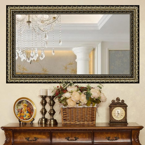 Hans & Alice Bathroom Mirrors for Wall, Rectangle Black&Gold Framed