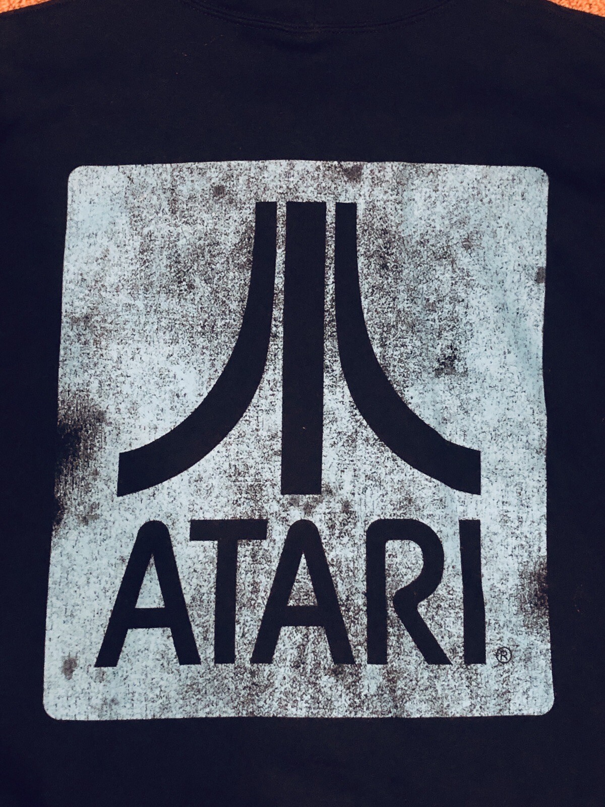 Adult L Black Official Atari Square Logo Back & Chest… - Gem