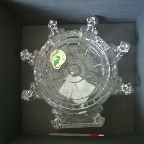 Waterford Kristall Schiffsrad Briefbeschwerer Maritim Skulptur 5" Neu in Box