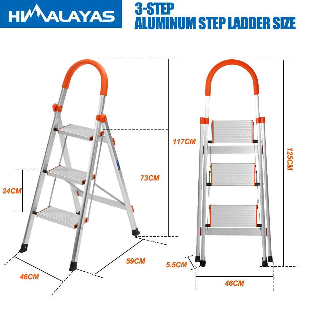3 STEP LADDER MULTI PURPOSE FOR HOUSEHOLD OFFICE FOLDABLE NON SLIP
