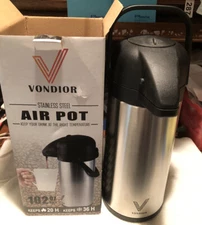 VONDIOR Airpot Coffee Dispenser with Pump - Insulated Stainless Steel 102 oz NIB