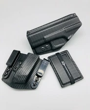 M&P Shield 9mm Black Carbon Fiber Kydex IWB Holster, Mag Pouch & Wallet USA Made