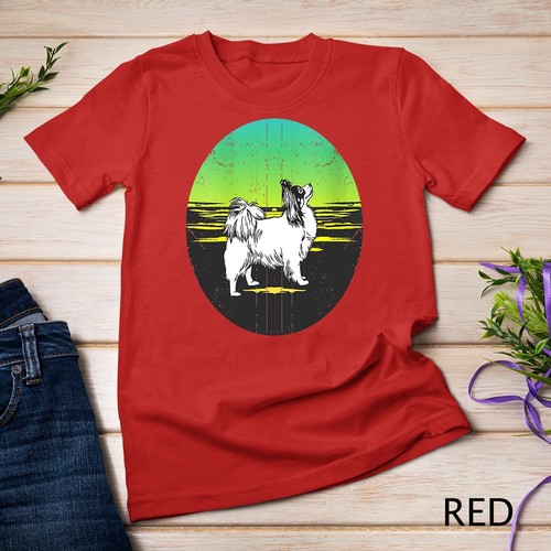 Camiseta para mujer Graphic 365 raza perro mariposa estilo puesta de sol retro unisex - Imagen 11 de 15