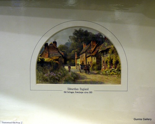 Original Antique Print c1915 E Haslehust Herefordshire Cottage Fownhope Hereford