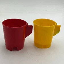 VTG Jerywil Coffee Cups Mugs Cups Stackable Set 2 Vintage Primary Colors Atomic