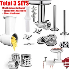 3Sets For KitchenAid Meat Grinder+Prep Slicer+Jams Juicer Stand Mixer Attachment