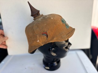 World War I German Prussian Pickelhaube Helmet w/ Canvas Cover