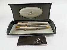 PARKER SONNET FRANCE STAINLESS STEEL GT M ROLLERBALL PEN & MECHANICAL PENCIL