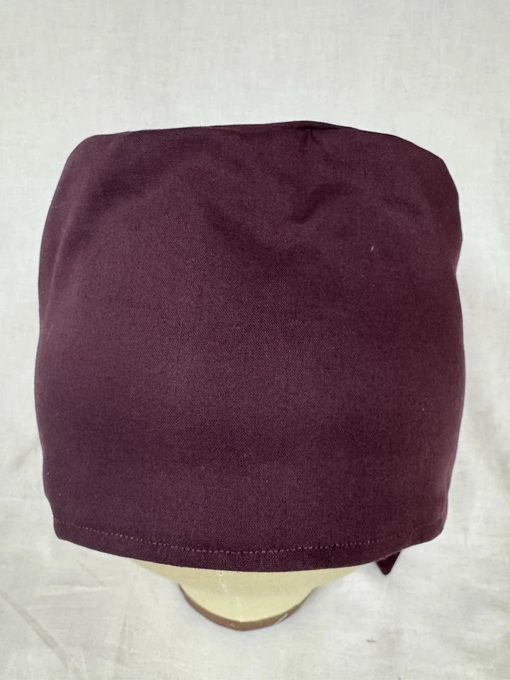 Men/Women Surgical Scrub Cap Lined Reversible Burgundy 100% Cotton - Image 2 of 3