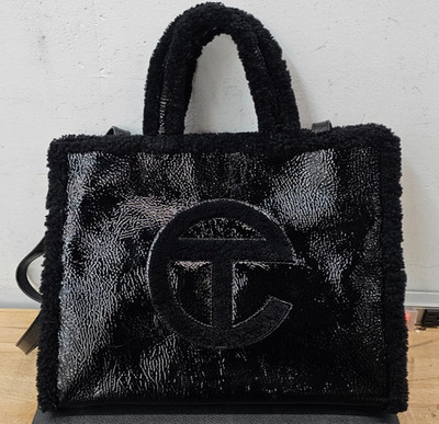 Telfar x UGG Leather Shopping Tote Bag Black -15''w, 12''H, 5''D.