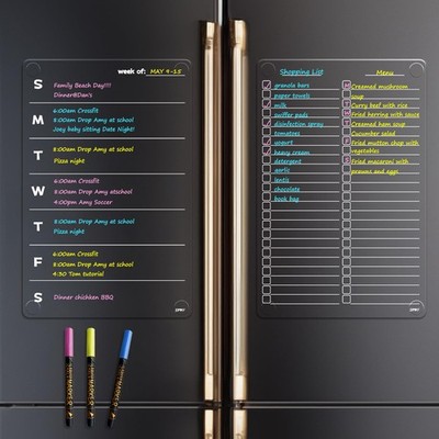 Non-Magnetic Clear Weekly Planner & to Do List for Fridge, 8.5''x13'' Dry Erase...