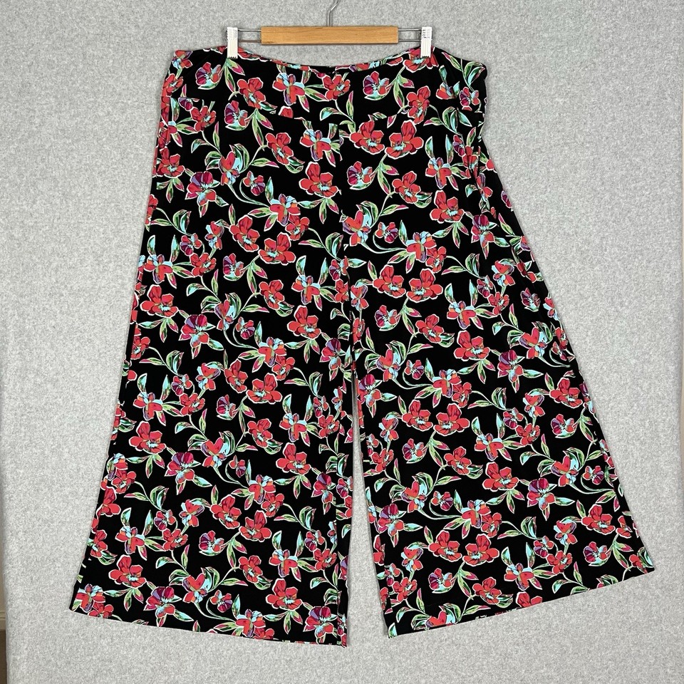 Leina & Fleur Pants Womens 24 Wide Leg Multicoloured Crop Pockets Stretch