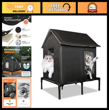 Extra Large Insulated Outdoor Cat House - Weatherproof Elevated Shelter for Fera