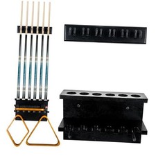 Wall Mount Pool Stick Holder - Billiards Pool Cue Rack for 6 Hold 6 Cue Black