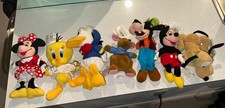 Vintage Disney Bean Bag Plush Lot of 7 Mickey Minnie Donald Goofy Pluto Tagged