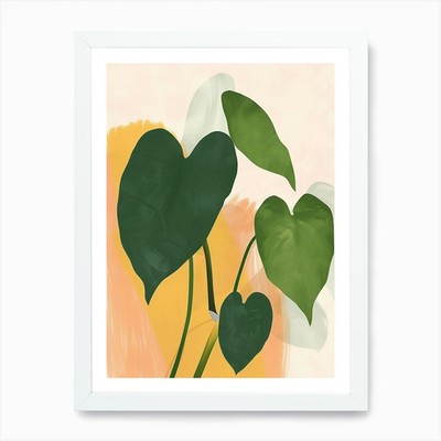 Philodendron Pflanze minimalistisch Illus gerahmt Wandbild Poster Leinwanddruck Bild