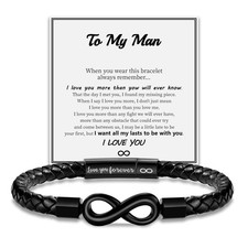 Leather Bracelet Gifts for Men, To My Son Bracelet Fathers Day Bracelet Gifts...