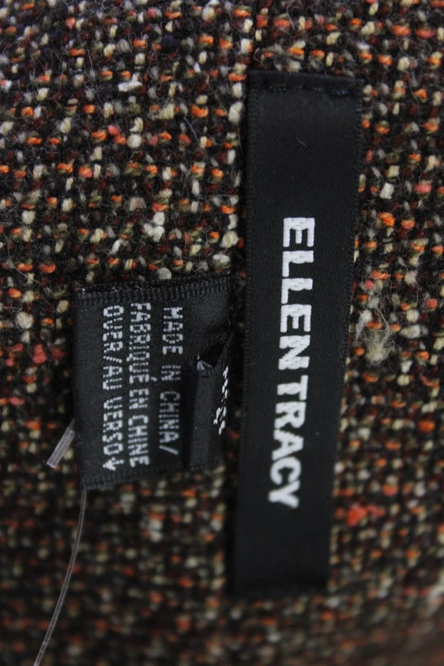 Ellen Tracy женщин коричневый шерсти смесь насмешливый шеи плащ 3/4 рукав размер 4P - Изображение 4 из 4