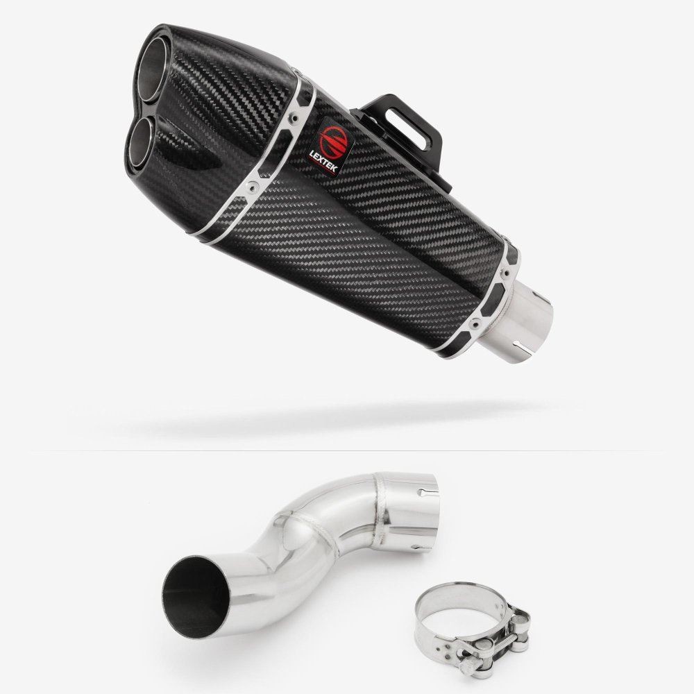 Lextek XP13C Carbon Fibre Exhaust 210mm with Link Pipe for Kawasaki Z900 (17-19)