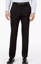 New Kenneth Cole Men's Size 32x30 Black Flat Front Stretch Slim Fit Dress Pants