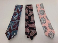 Men's Neckties Made in USA 100 Silk Floral Paisley Multicolored 3-pack