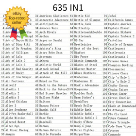 Cartridge Game Console 635 in 1 Multicart Classic Retro Games Collection NES