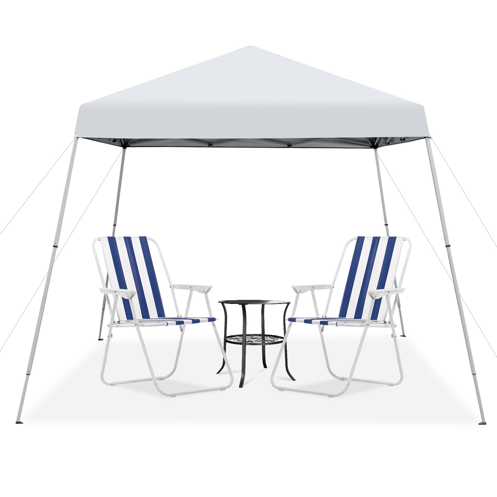W/ 10x10 Ft Base Footprint & 7.7x7.7 Ft Canopy Top White