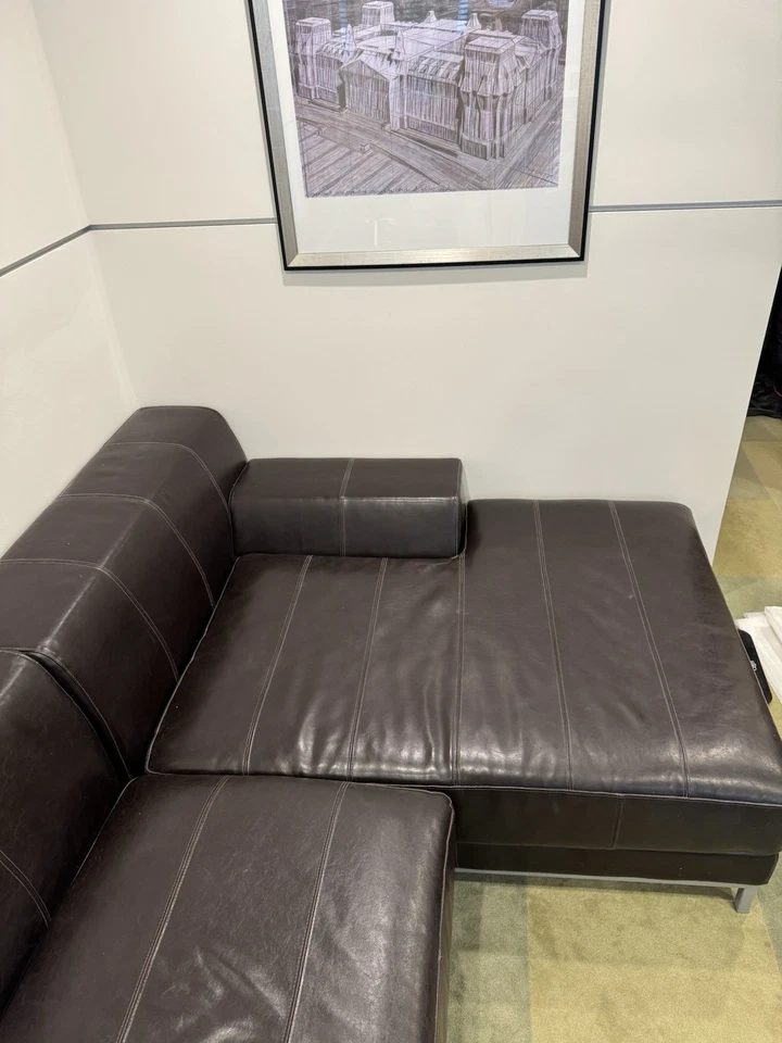 IKEA Kramfors Dark Brown Leather Sofa - Image 3 of 4