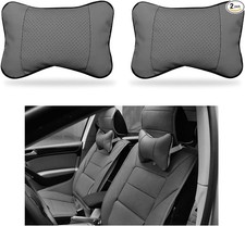 2pcs Car Neck Pillow Soft Leather Headrest Pillow For Car Support Neck Gray 2pcs Car Neck Pillow Soft Leather Headrest Pillow For Car Support Neck Gray