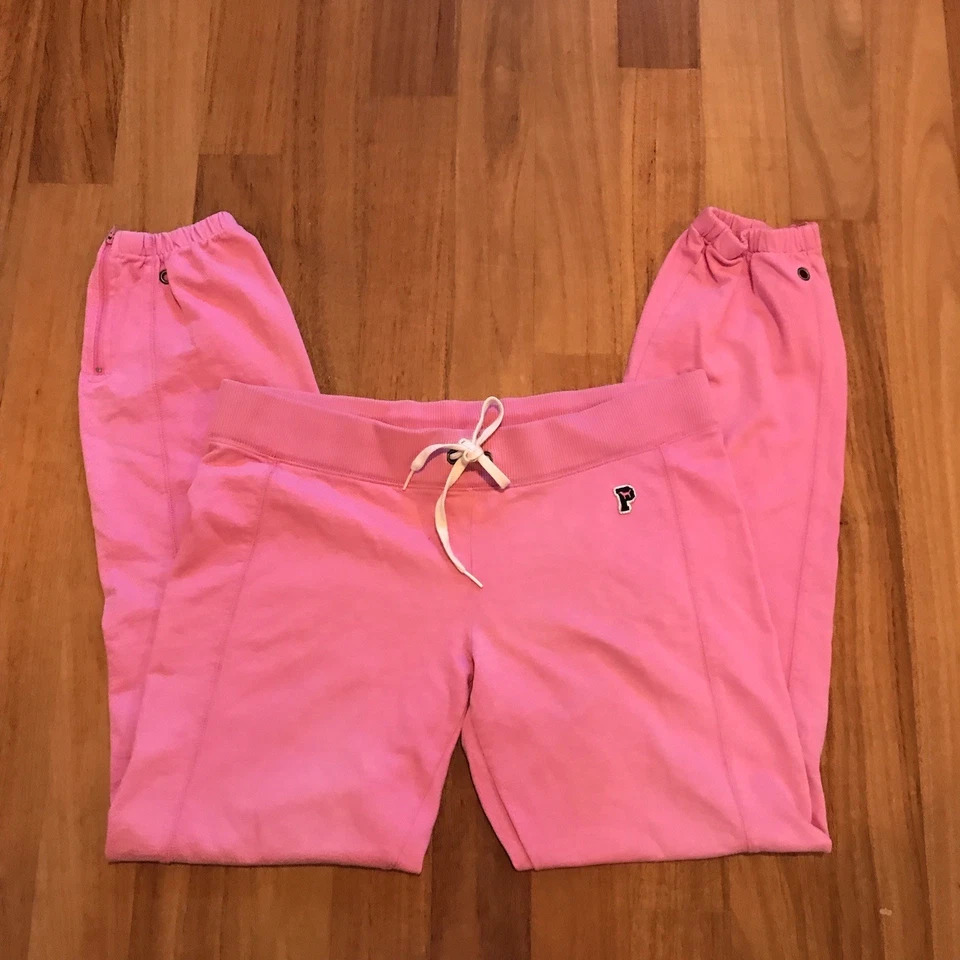 Vintage Victoria's Secret Pink Sweatpants Y2K 2000s Joggers Ankle Zipper Size M - Image 2 of 4