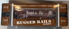🚂RAIL KING 3 BAY COVERED HOPPER CAR SANTA -FE RUGGED RAILS O-27 GAUGE 33-7504🚂