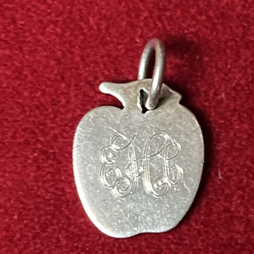 VINTAGE TIFFANY & CO STERLING SILVER  APPLE  CHARM / PENDANT monogrammed