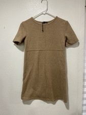 Zara Collection Basic Beige Tan Mini Dress Size Small S Short Sleeve