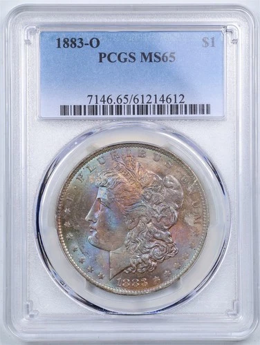 1883-O $1 Morgan Silver Dollar MS65 PCGS 61214612 End-of-Roll Toning