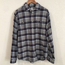 Goodfellow  Co Men L Shirt Multicolored Gray Plaid Flannel Button 100 Cotton