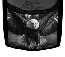 Gray American Bald Eagle Flying Soaring Truck Hood Wrap Vinyl Car Graphic Decal