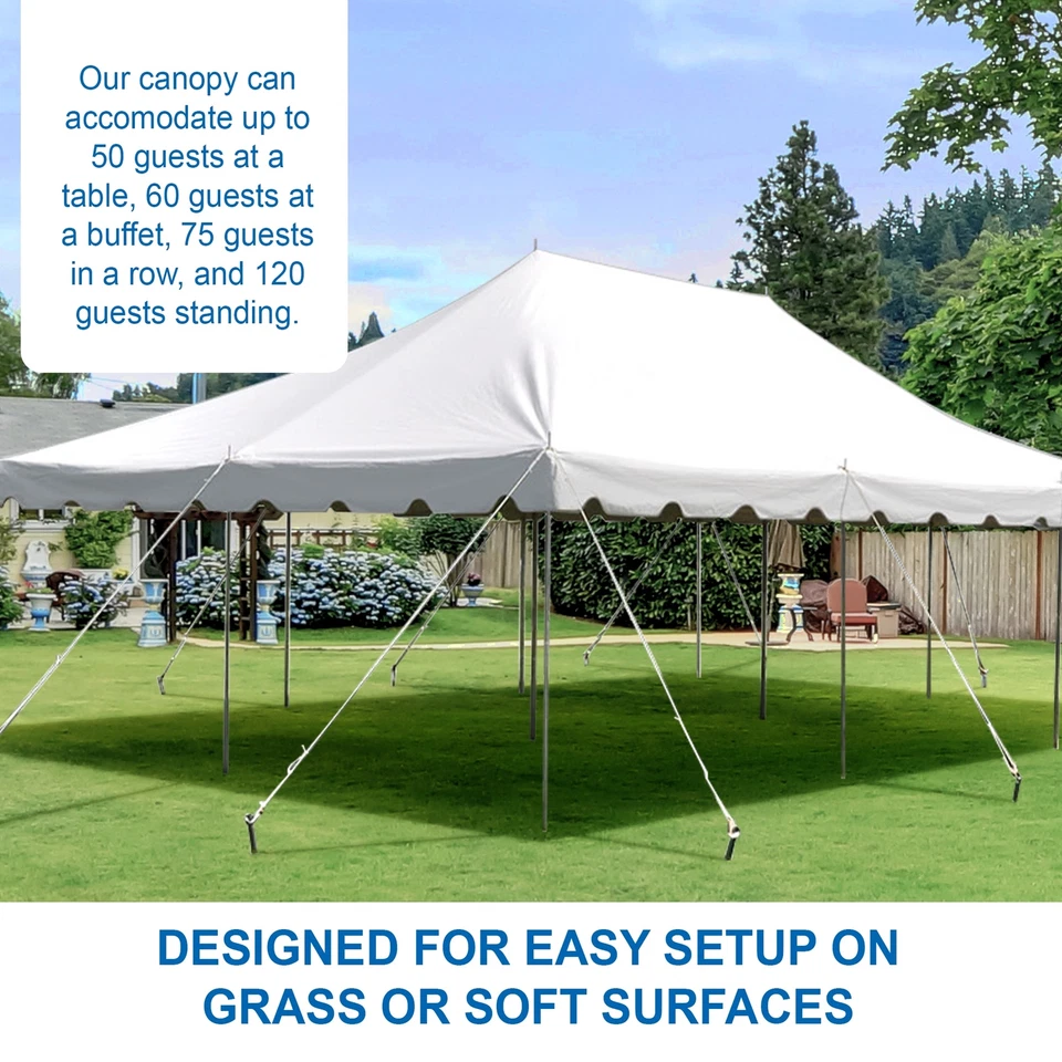 Weekender Pole Tent 20x30 White Canopy Event Wedding Party Backyard Gazebo - Image 3 of 4