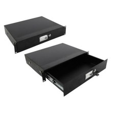 Professional 19" Rack Mount 2U Steel Plate DJ Drawer Equipment Lockable with Key