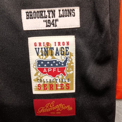 JC Freeman Son Repro Brooklyn Lion 1941 No 12 Jersey Collector Series Org Blk XL - Picture 7 of 16