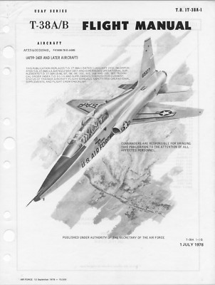 254 Page 1978 Northrop T-38 T-38A T-38B Talon T.O. 1T-38A-1 Flight Manual on CD