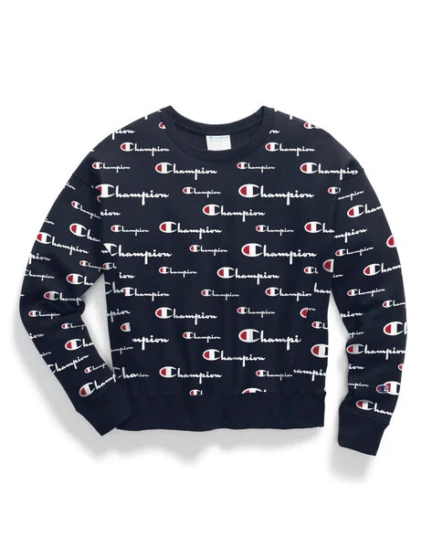 Champion Size 2X Blue All Over Logo Print Reverse Weave